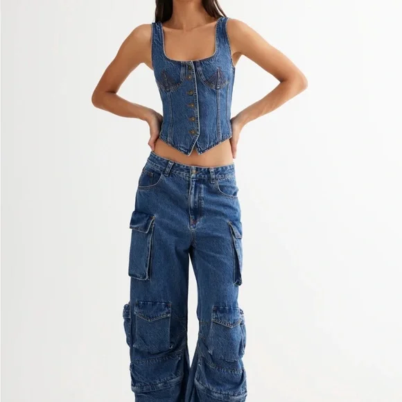 NWT Lioness/Princess Polly After Hours denim corset - Picture 2 of 5